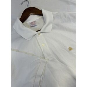 Brooks Brothers White Button Up Shirt Mens XL Short Sleeve Performance Polo